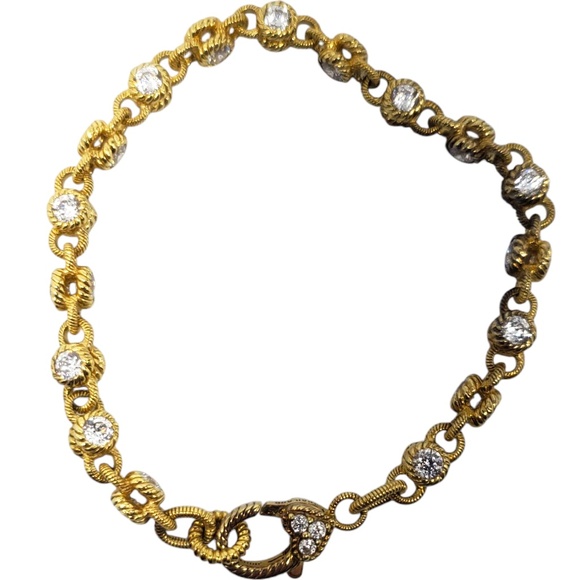 Judith Ripka Sterling Silver Gold-Tone CZ Link Bracelet #21219 - Picture 6 of 12